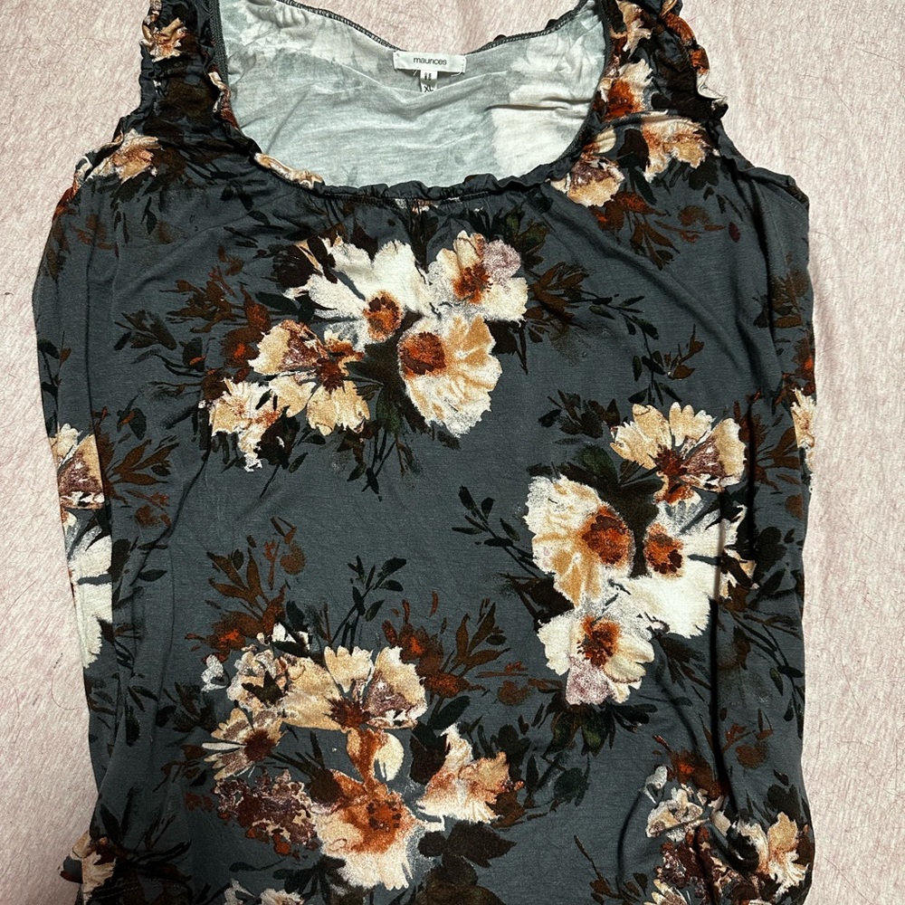 Floral Print Women's Top - Gray